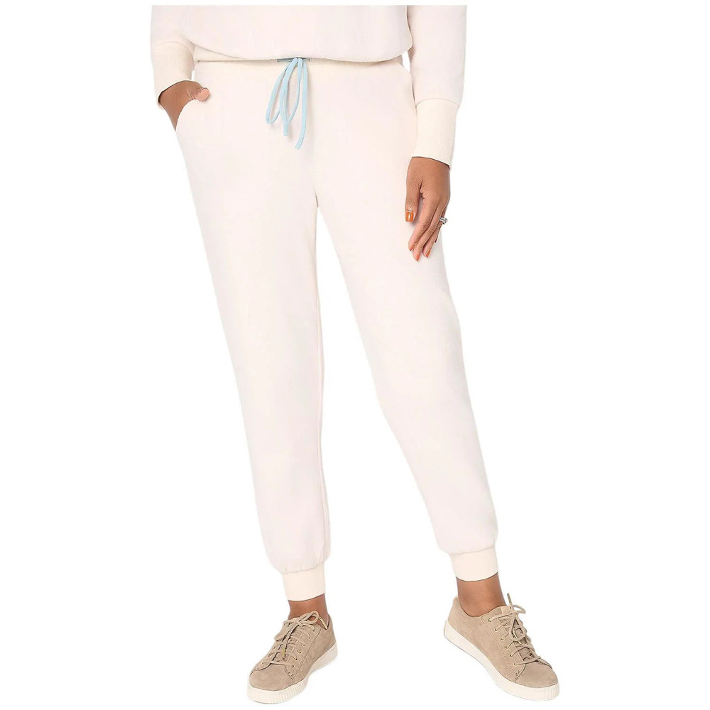 Mally Roncal Women's Cozy Plush Ankle Length Joggers Ivory - Petite